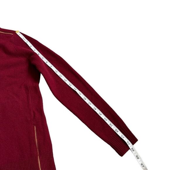 J. Crew wool red maroon sweater with gold zippers - Picture 5 of 7